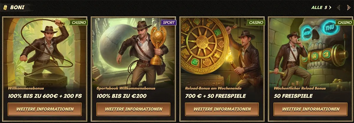 Sankra casino bonus offers including 100% bis zu 600€ + 200 Freispiele welcome bonus, 100% bis zu €200 sportsbook welcome bonus, 700€ + 50 Freispiele weekend reload bonus, and 50 Freispiele weekly reload bonus.